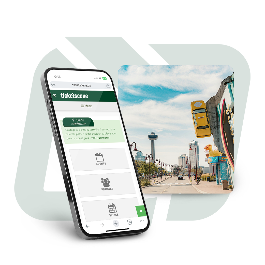 Ticketscene website on smartphone device, tablet, laptop and desktop