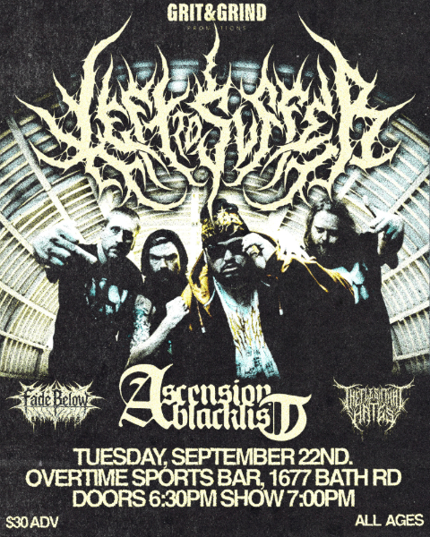 Left To Suffer in Kingston with support Ascension Blacklist, & The Flesh That Hates, Fade Below/Overtime Sports Bar. 